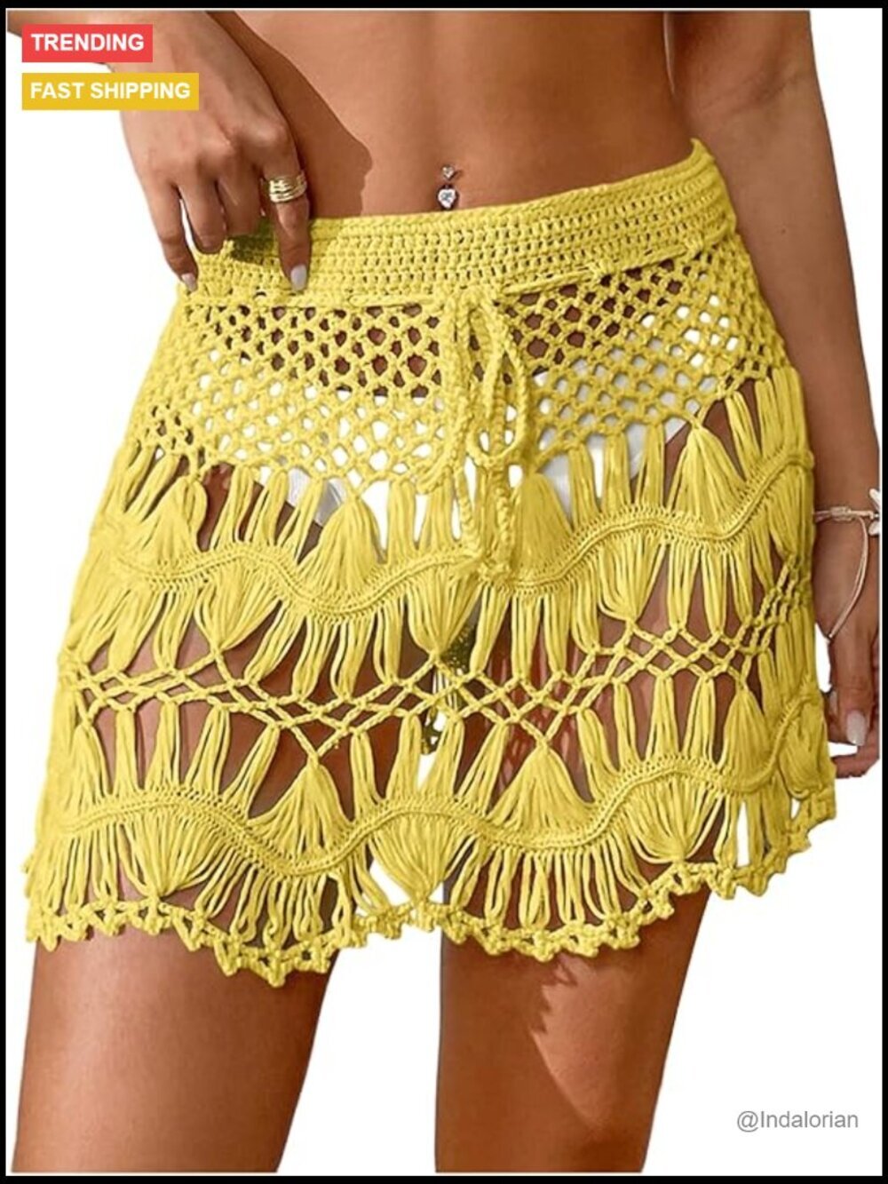 Crochet Knit Swimsuit Coverup Mini Skirt